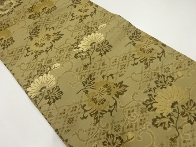 アンティーク　菊唐草模様織出し丸帯（材料）